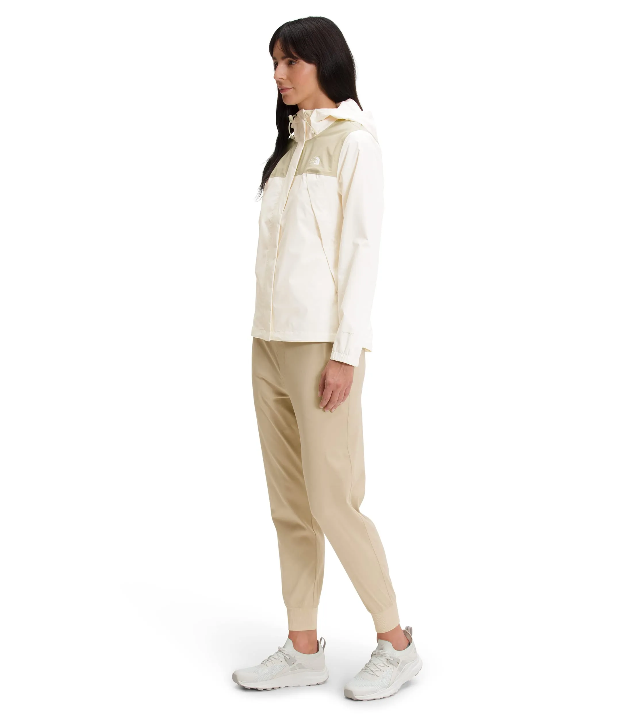 THE NORTH FACE Women's Waterproof Antora Jacket (Standard and Plus Size), Gravel/Gardenia White, Medium