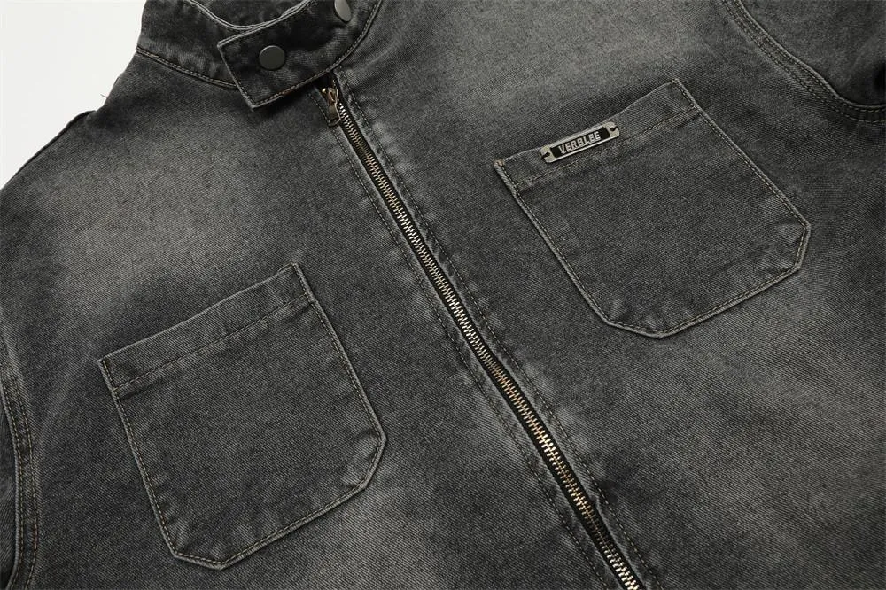 Three Bar Stitching Denim Jacket