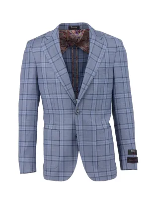 Tiglio Luxe Slate Blue with Windowpane Veneto/THP Slim Fit half lined, Pure Wool Jacket TL4239