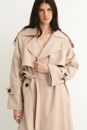 Trench-coat en laine beige