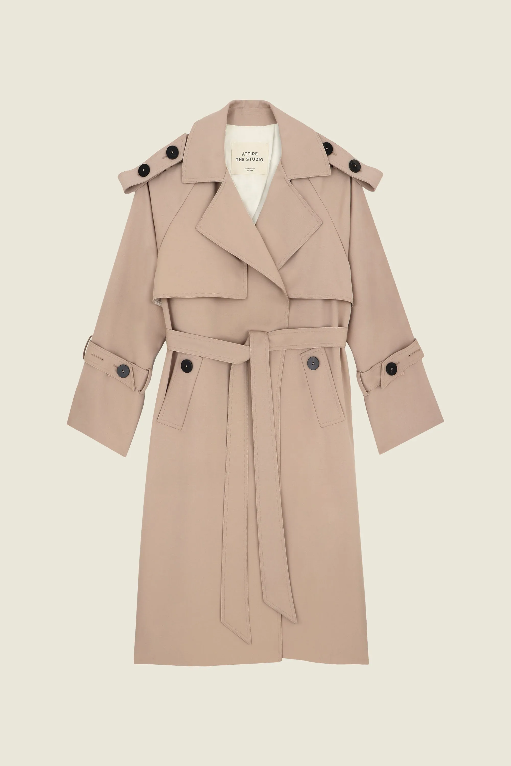 Trench-coat en laine beige