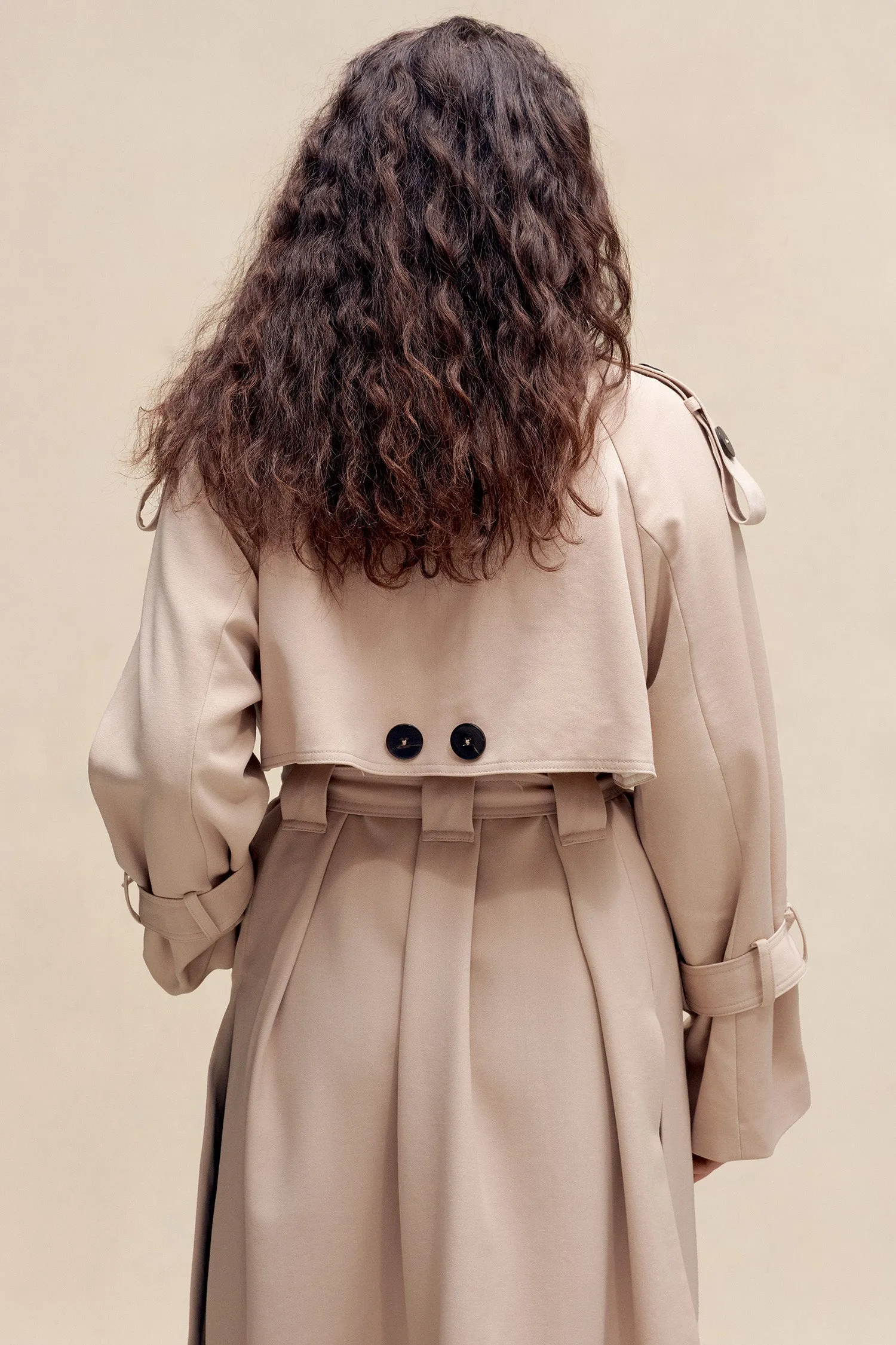 Trench-coat en laine beige