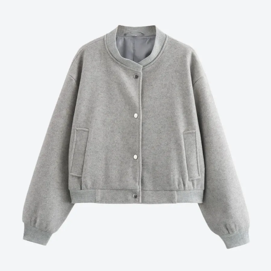 Trendy Button-Up Ribbed Bomber Jackets