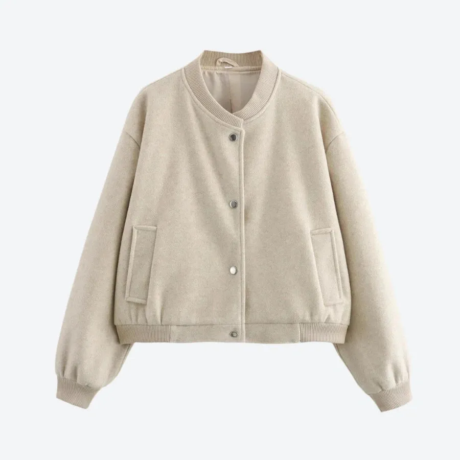 Trendy Button-Up Ribbed Bomber Jackets
