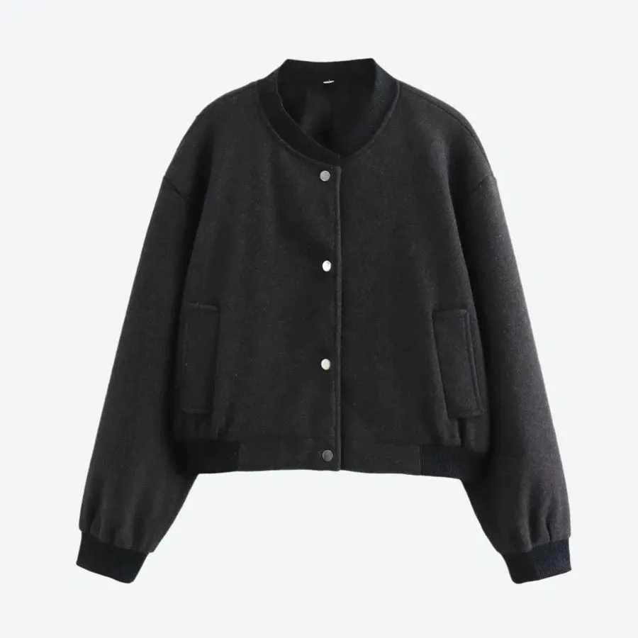 Trendy Button-Up Ribbed Bomber Jackets