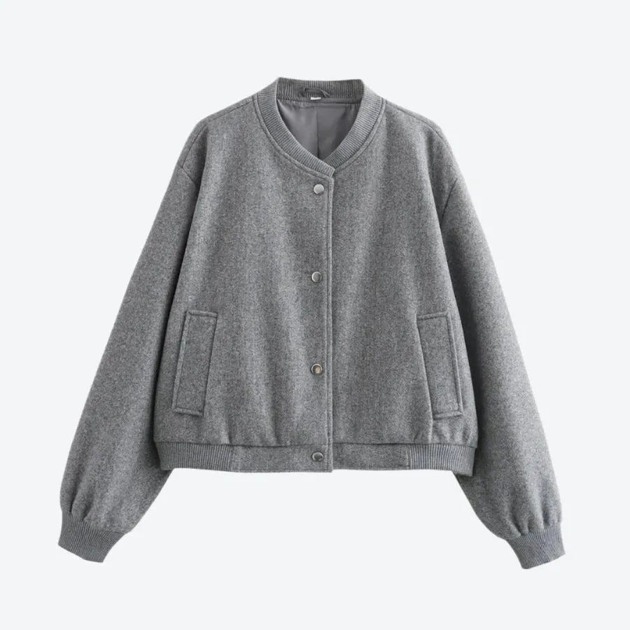 Trendy Button-Up Ribbed Bomber Jackets