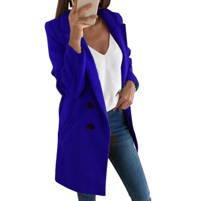Turn-Down Collar Slim Fit Button Peacoat