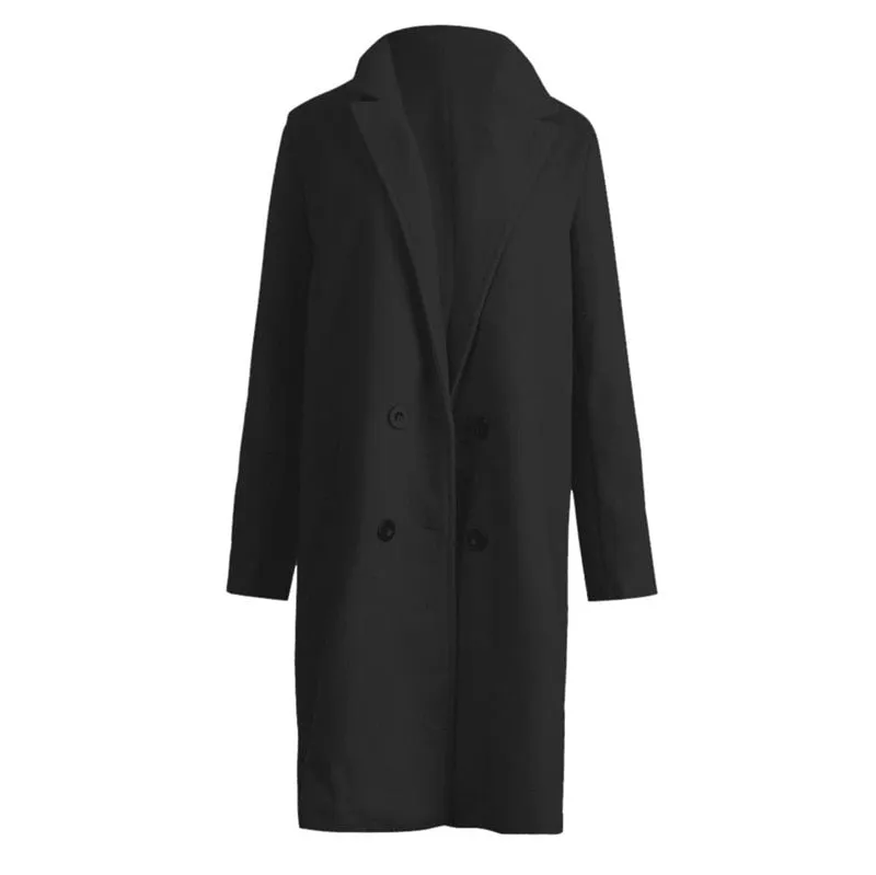 Turn-Down Collar Slim Fit Button Peacoat