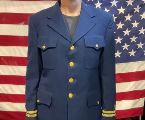 US Coast Guard Vintage 1970’s Navy Wool / Gold Trim Mens Suit Jacket by Thorngate Uniforms Inc Made in USA