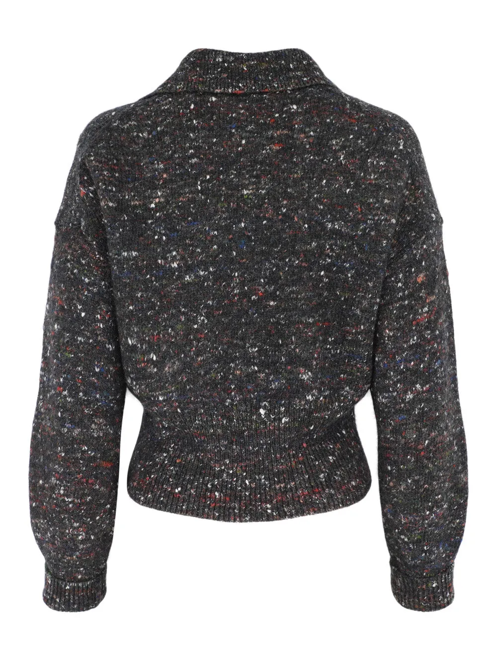 Vince Wool-Silk Donegal Zip Jacket in Black Donegal