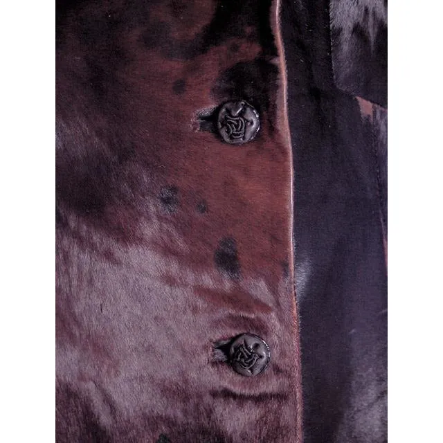Vintage Black-Brown Shades Pony Fur Trench Coat 1970s Provenance Size 10-12