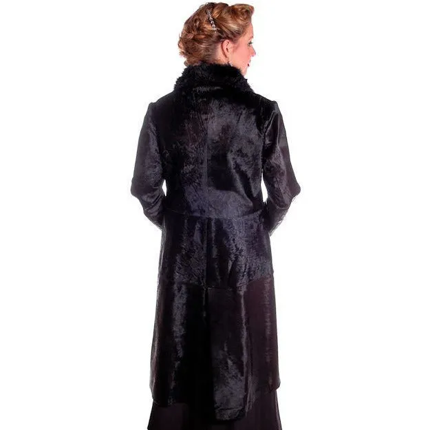 Vintage Black-Brown Shades Pony Fur Trench Coat 1970s Provenance Size 10-12