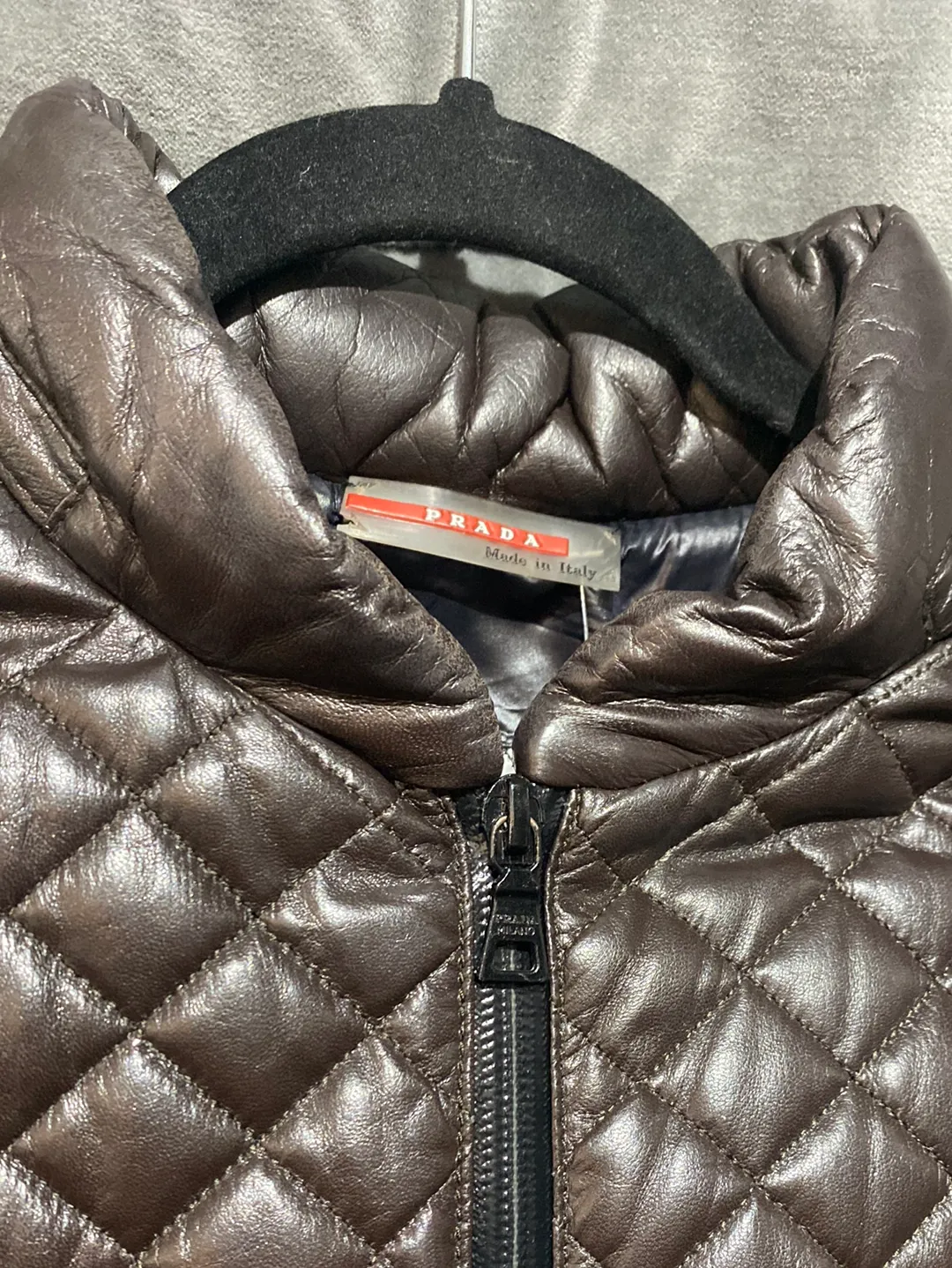 Vintage: Brown Leather Quilted Moto Style Jacket