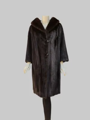 Vintage Dark Brown Mink Coat -Medium