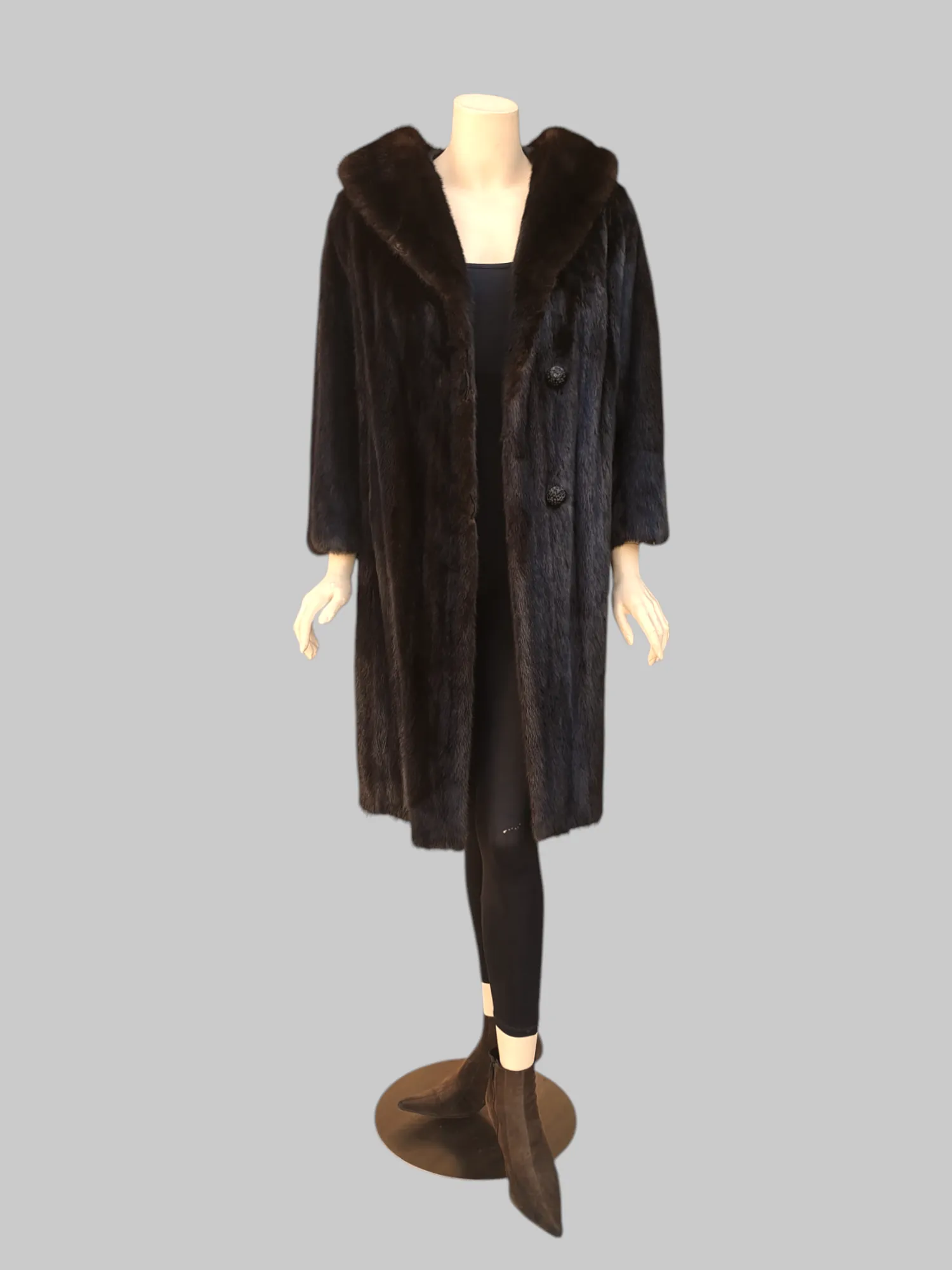 Vintage Dark Brown Mink Coat -Medium
