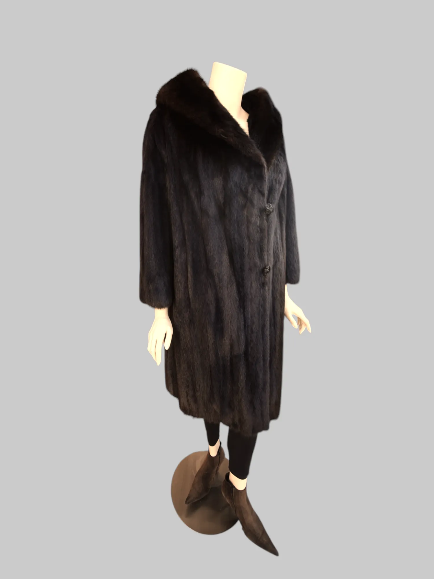 Vintage Dark Brown Mink Coat -Medium