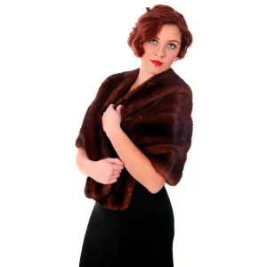 Vintage Dark Brown Ranch Mink Stole 1950s Luxury Fur