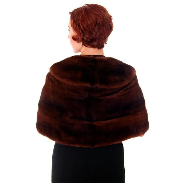 Vintage Dark Brown Ranch Mink Stole 1950s Luxury Fur