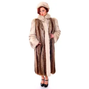 Vintage  Fox w/Raccoon Fur Maxi Coat Circa 1990s  w/ Matching Hat Paul Magder Furs