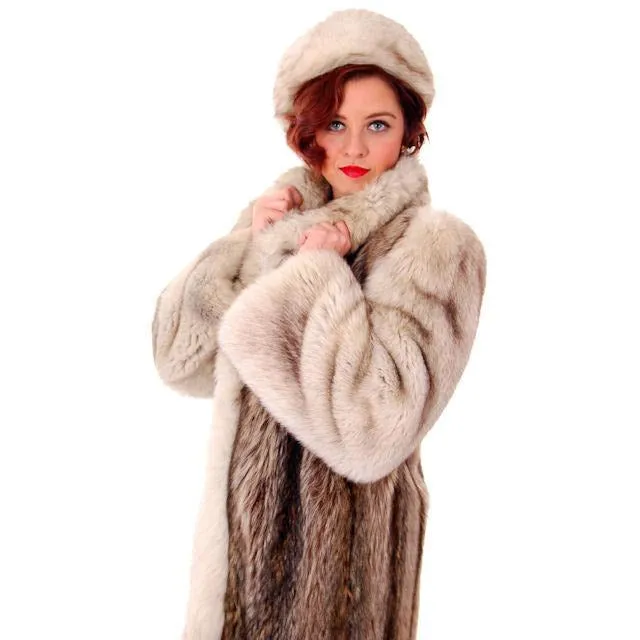 Vintage  Fox w/Raccoon Fur Maxi Coat Circa 1990s  w/ Matching Hat Paul Magder Furs