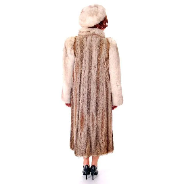 Vintage  Fox w/Raccoon Fur Maxi Coat Circa 1990s  w/ Matching Hat Paul Magder Furs