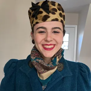 Vintage Ladies Pillbox Hat Genuine Cheetah Fur 1950s