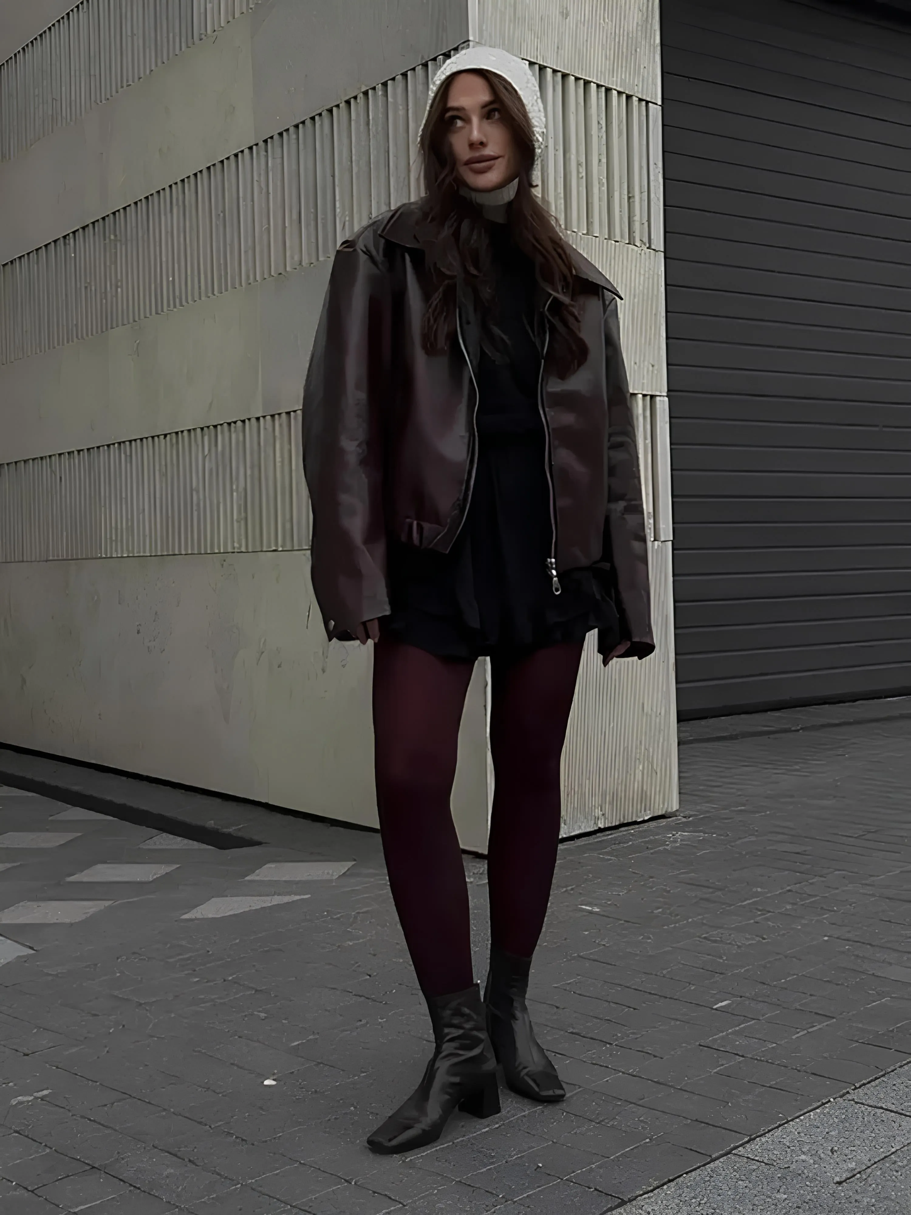 Vintage Lapel Zippers Spliced PU Leather Jacket