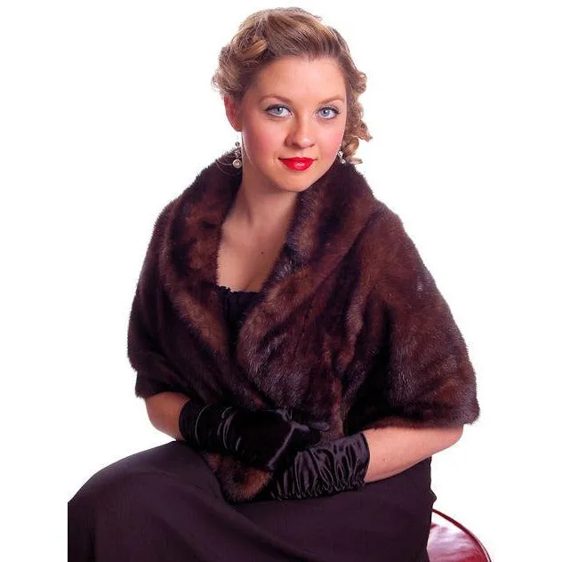 Vintage Stole Dark Brown Mink  Fur Stole Macys Little Shop 1950s