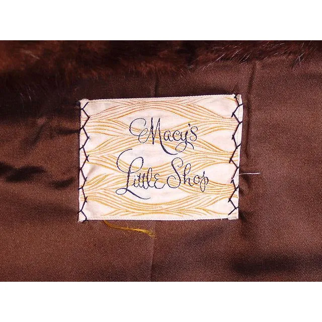 Vintage Stole Dark Brown Mink  Fur Stole Macys Little Shop 1950s