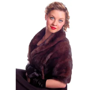 Vintage Stole Dark Brown Mink  Fur Stole Macys Little Shop 1950s