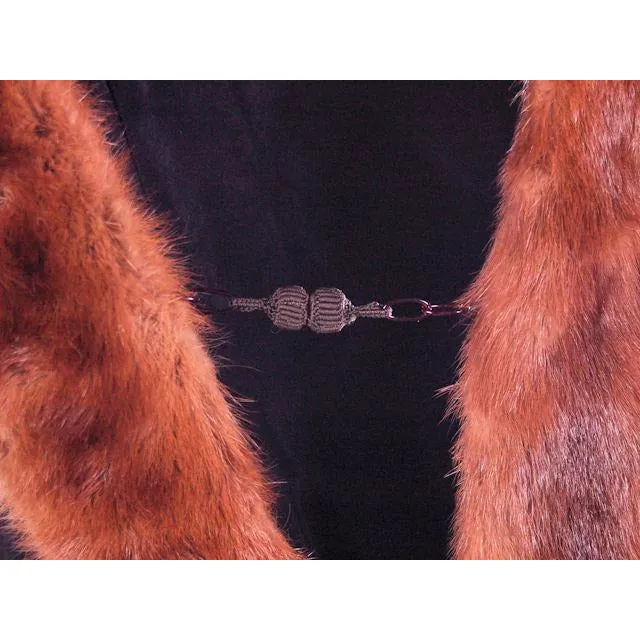 Vintage Stone Marten Fur  Wrap 1930S Celluloid Chain