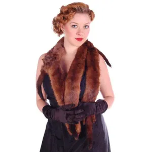 Vintage Stone Marten Fur  Wrap 1930S Celluloid Chain