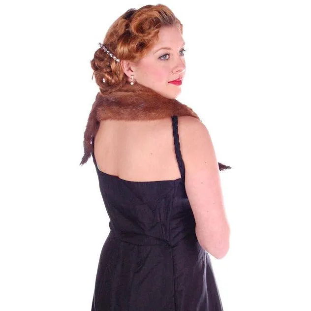 Vintage Stone Marten Fur  Wrap 1930S Celluloid Chain