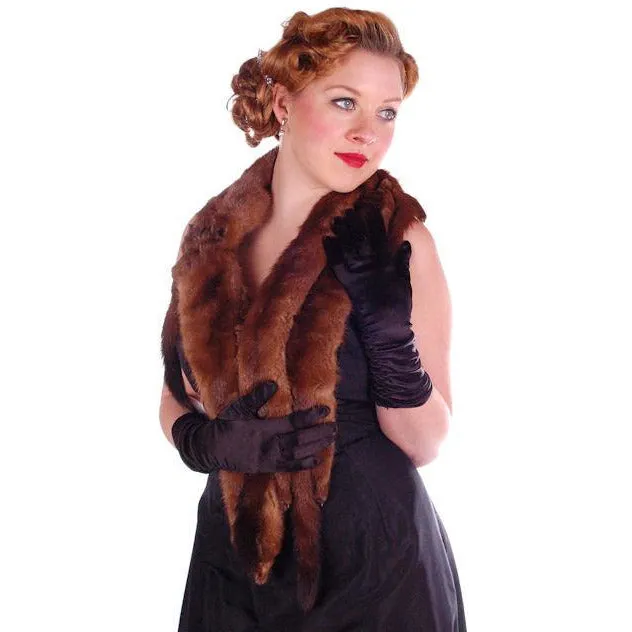 Vintage Stone Marten Fur  Wrap 1930S Celluloid Chain