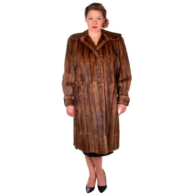 Vintage Swing Coat Muskrat Fur Extreme 1940s Big Shoulders Vogue Shop M