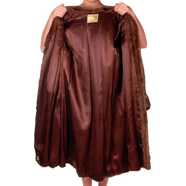 Vintage Swing Coat Muskrat Fur Extreme 1940s Big Shoulders Vogue Shop M