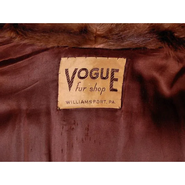 Vintage Swing Coat Muskrat Fur Extreme 1940s Big Shoulders Vogue Shop M