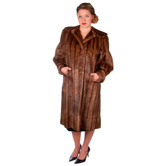 Vintage Swing Coat Muskrat Fur Extreme 1940s Big Shoulders Vogue Shop M