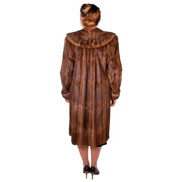 Vintage Swing Coat Muskrat Fur Extreme 1940s Big Shoulders Vogue Shop M
