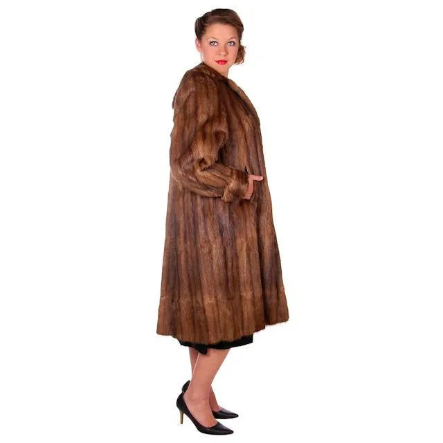 Vintage Swing Coat Muskrat Fur Extreme 1940s Big Shoulders Vogue Shop M