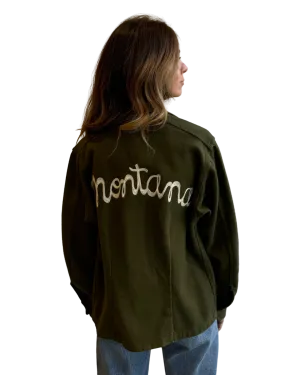 VINTAGE wool army jacket: Cream embroidery
