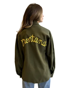 VINTAGE wool army jacket: yellow embroidery