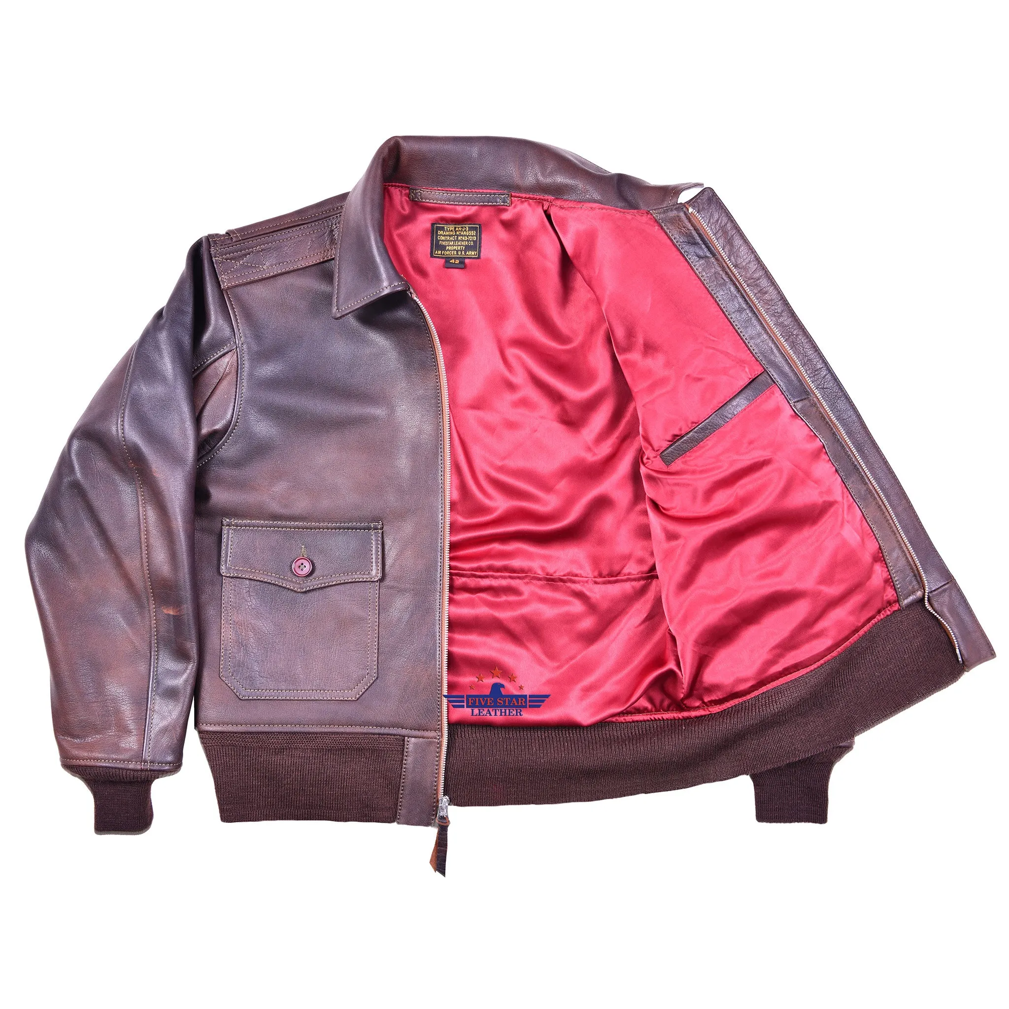Vintage WWII ANJ-3 Army and Navy Real Leather Flight Jacket
