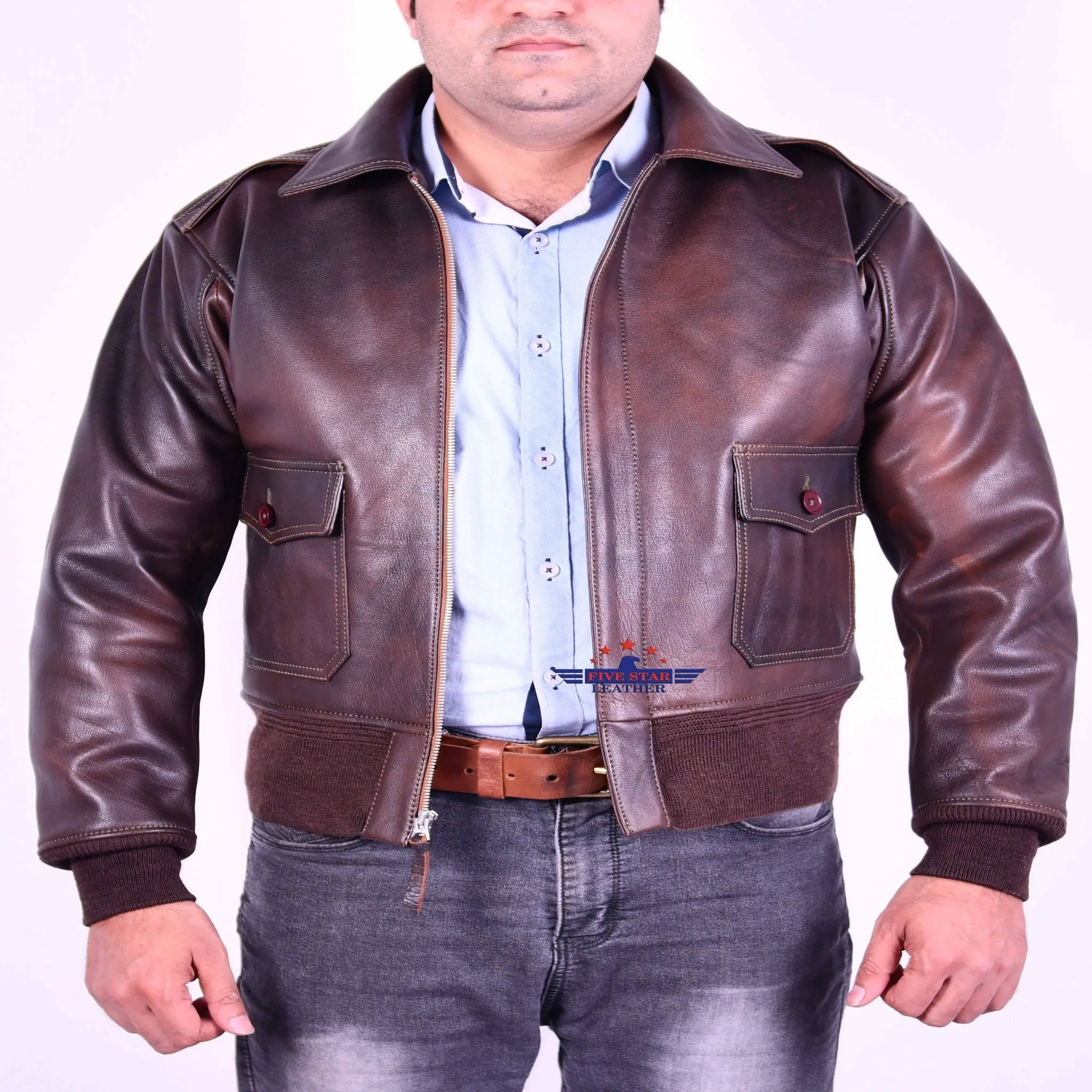 Vintage WWII ANJ-3 Army and Navy Real Leather Flight Jacket