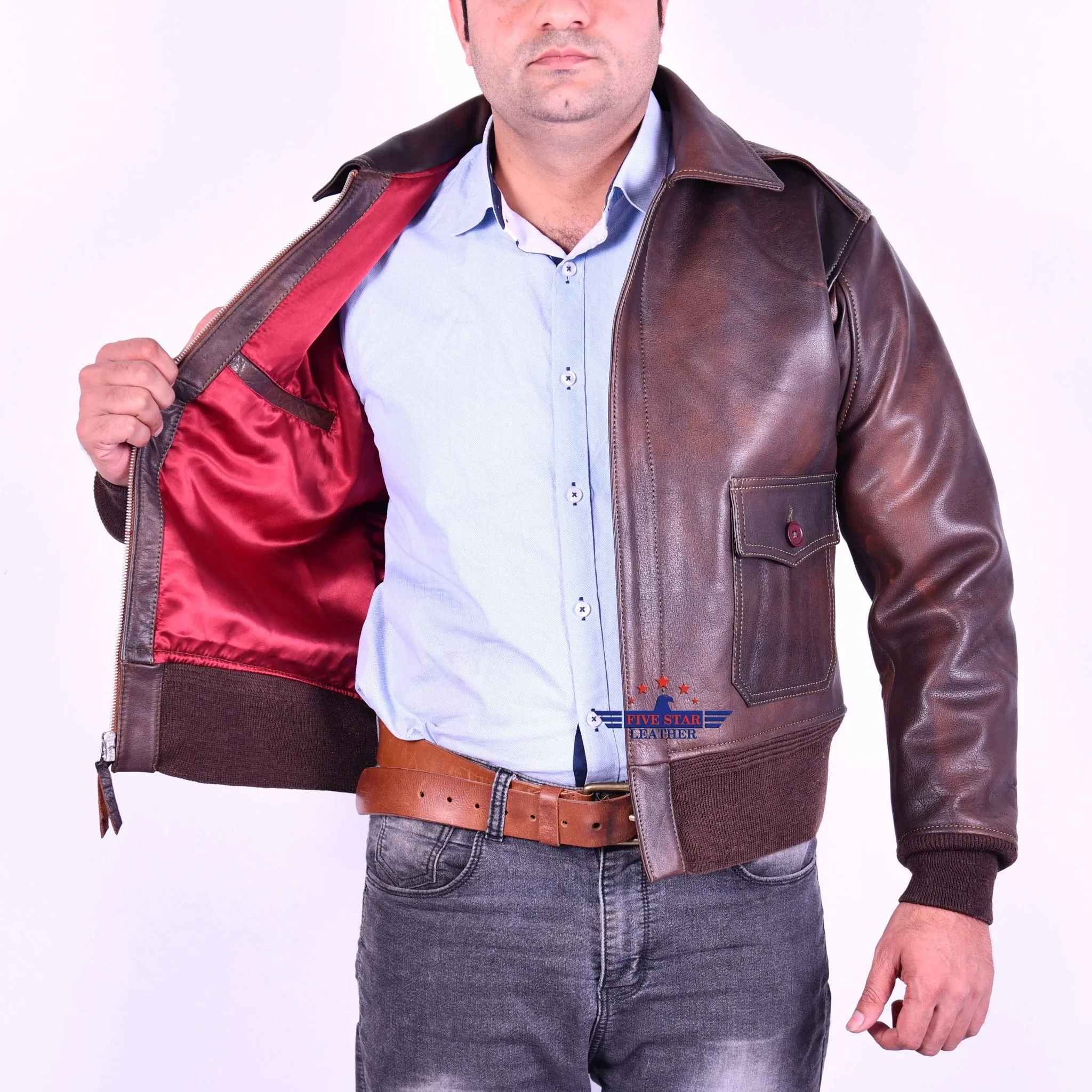Vintage WWII ANJ-3 Army and Navy Real Leather Flight Jacket