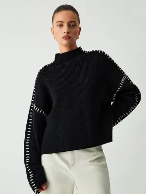 Warda™ - Turtleneck Sweater with Piqué Stitch Details