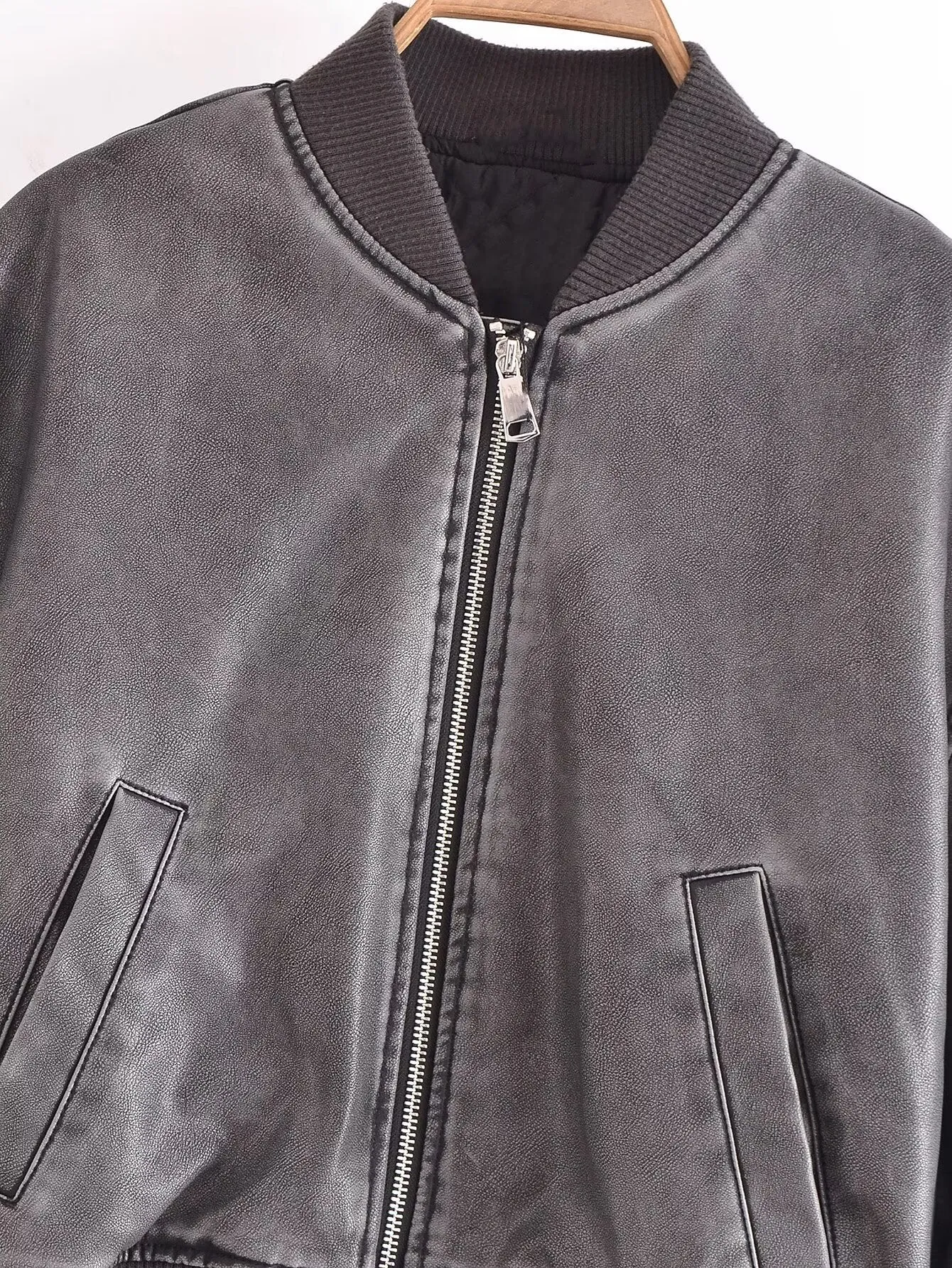 Washed Out Zip Up Bomber Jacket