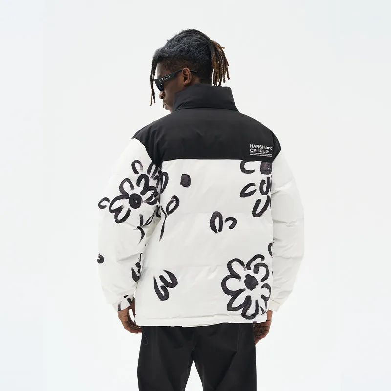 Watercolor Flowers Printed Down Jacket