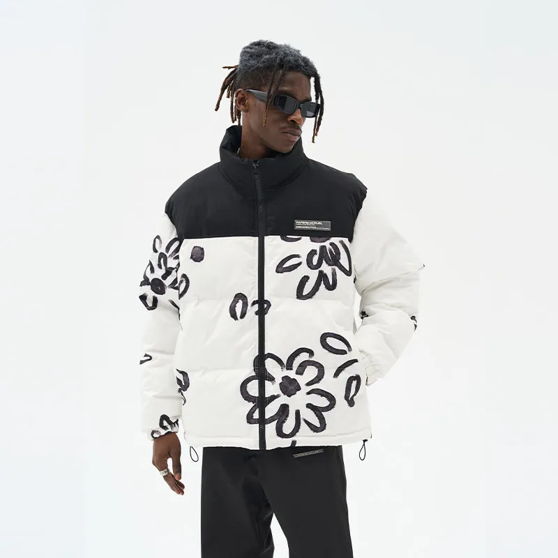 Watercolor Flowers Printed Down Jacket