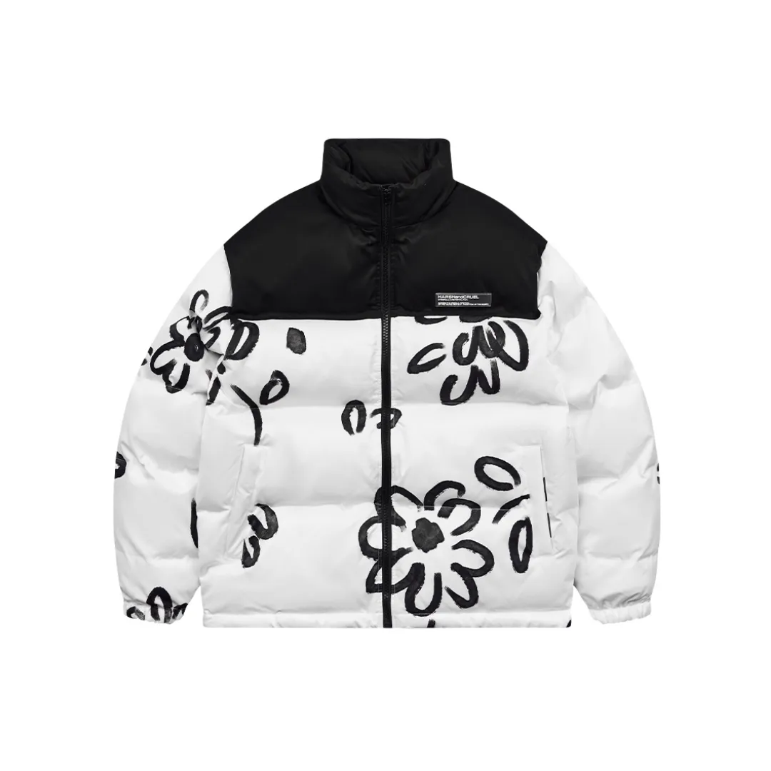 Watercolor Flowers Printed Down Jacket